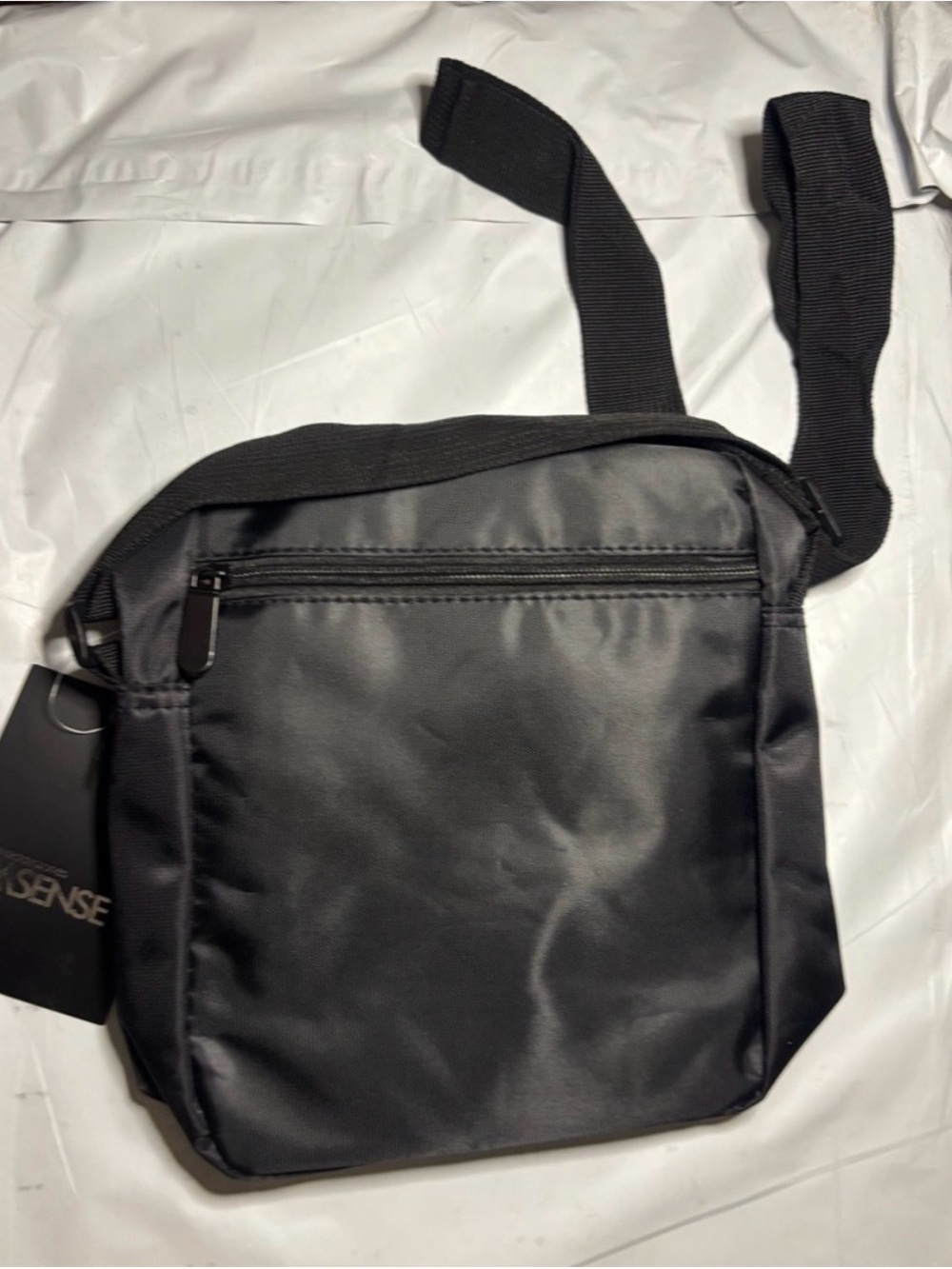 Mens Black Crossbody Messenger Bag - Minimalist Everyday Carry